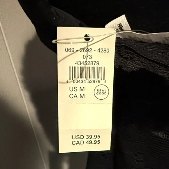 B36 Show Off by aerie Black Floral Lace V-Neck Bandeau Bralette - Picture 3 of 8